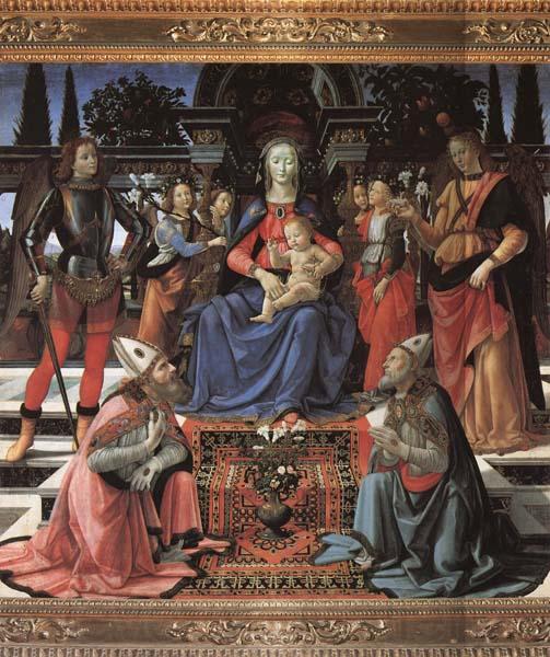 Domenicho Ghirlandaio Thronende Madonna mit den Erzengeln Michael und Raffael sowie den Bischofen Zenobius and justus Norge oil painting art
